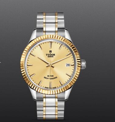 Replica Watch TUDOR STYLE 34 MM Steel Case yellow gold bezel m12313 0001
