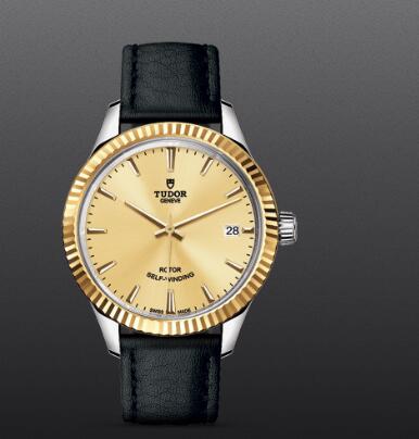 Replica Watch TUDOR STYLE 34 MM Steel Case yellow gold bezel m12313 0017