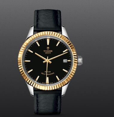 Fake Watch Tudor Style 34mm steel case yellow gold bezel m12313 0019