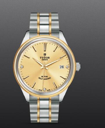 Fake Tudor Style Swiss Watch 38MM steel case diamond set dial m12503 0004