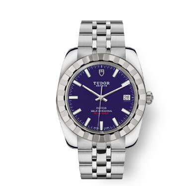 Tudor Classic Date Watch Replica 38 mm steel case Blue dial m21010 0005
