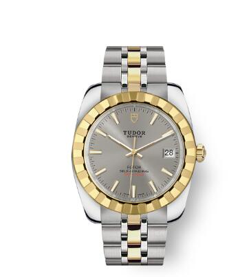 Tudor Classic Date Watch Replica 38 mm steel case Yellow gold bezel m21013 0001