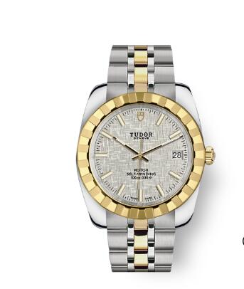 Tudor Classic Date Watch Replica 38 mm steel case Yellow gold bezel m21013 0011