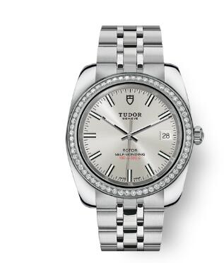 Tudor Classic Date Watch Replica 38 mm steel case Diamond set bezel m21020 0004