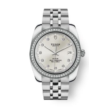 Tudor Classic Date Watch Replica 38 mm steel case Diamond set dial m21020 0005