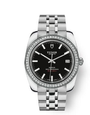 Tudor Classic Date Watch Replica 38 mm steel case Diamond set bezel m21020 0007
