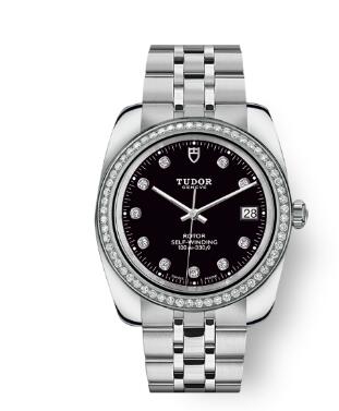 Tudor Classic Date Watch Replica 38 mm steel case Diamond set dial m21020 0008