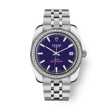Tudor Classic Date Watch Replica 38 mm steel case Diamond set bezel m21020 0009