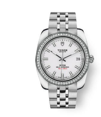 Tudor Classic Date Watch Replica 38 mm steel case Diamond set bezel m21020 0010