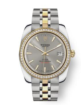 Tudor Classic Date Watch Replica 38 mm steel case Diamond set bezel m21023 0005