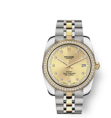 Tudor Classic Date Watch Replica 38 mm steel case Diamond set dial m21023 0012