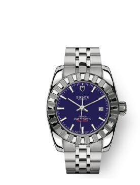 Tudor Classic Date Watch Replica 28 mm steel case Blue dial m22010 0004