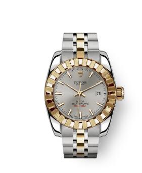 Tudor Classic Date Watch Replica 28 mm steel case Yellow gold bezel m22013 0001