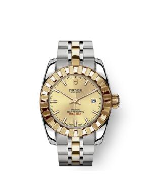Tudor Classic Date Watch Replica 28 mm steel case Yellow gold bezel m22013 0002
