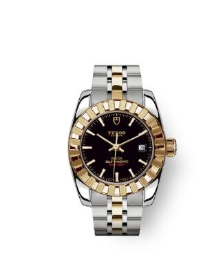 Tudor Classic Date Watch Replica 28 mm steel case Yellow gold bezel m22013 0003