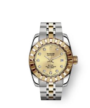 Tudor Classic Date Watch Replica 28 mm steel case Diamond set dial m22013 0007