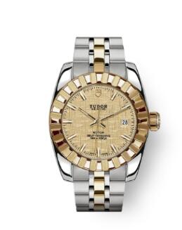 Tudor Classic Date Watch Replica 28 mm steel case Yellow gold bezel m22013 0008