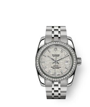 Tudor Classic Date Watch Replica 28 mm steel case Diamond set bezel m22020 0002