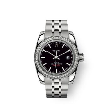 Tudor Classic Date Watch Replica 28 mm steel case Diamond set bezel m22020 0006