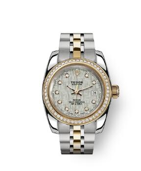 Tudor Classic Date Watch Replica 28 mm steel case Diamond set dial m22023 0004
