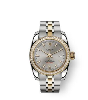 Tudor Classic Date Watch Replica 28 mm steel case Diamond set bezel m22023 0005