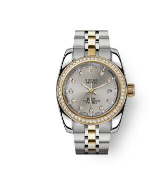Tudor Classic Date Watch Replica 28 mm steel case Diamond set dial m22023 0006