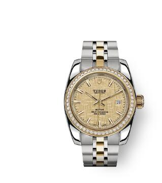 Tudor Classic Date Watch Replica 28 mm steel case Diamond set bezel m22023 0009