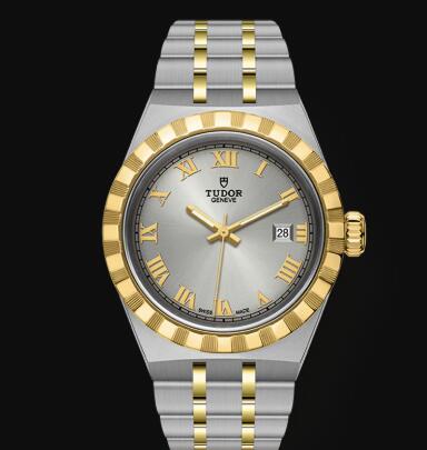 New Tudor Royal Watch Cheap Price 28 mm steel case Yellow gold bezel Replica watch m28303 0001