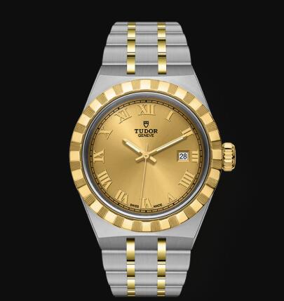 New Tudor Royal Watch Cheap Price 28 mm steel case Yellow gold bezel Replica watch m28303 0004