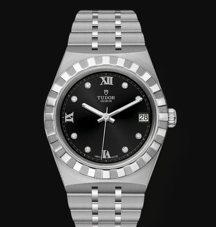 New Tudor Royal Watch Cheap Price 34 mm steel case Diamond set dial Replica watch m28400 0004