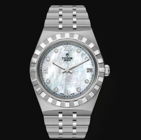 New Tudor Royal Watch Cheap Price 34 mm steel case Diamond set dial Replica watch m28400 0005