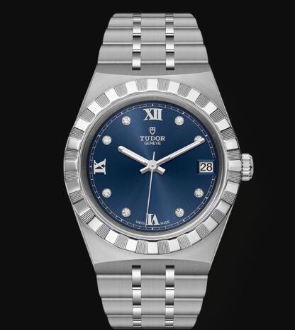 New Tudor Royal Watch Cheap Price 34 mm steel case Diamond set dial Replica watch m28400 0007