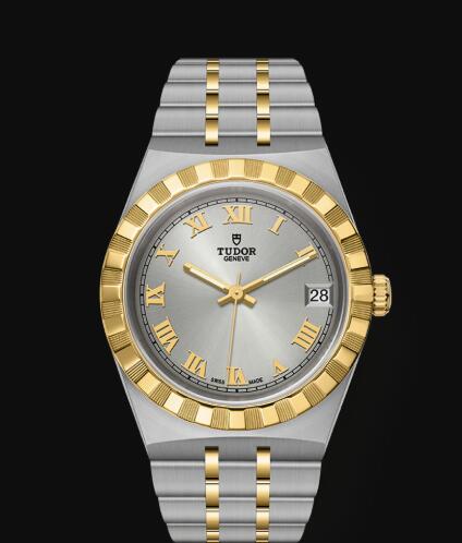 New Tudor Royal Watch Cheap Price 34 mm steel case Yellow gold bezel Replica watch m28403 0001