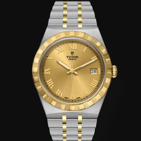 New Tudor Royal Watch Cheap Price 38 mm steel case Yellow gold bezel Replica watch m28503 0003