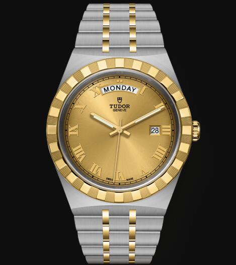 New Tudor Royal Watch Cheap Price 41 mm steel case Yellow gold bezel Replica watch m28603 0004