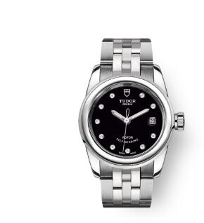 Cheap Tudor Glamour Date Review Replica Watch 26 mm steel case Diamond set dial m51000 0008