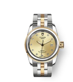 Cheap Tudor Glamour Date Review Replica Watch 26 mm steel case Diamond set dial m51003 0003