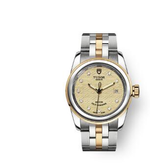 Cheap Tudor Glamour Date Review Replica Watch 26 mm steel case Diamond set dial m51003 0005