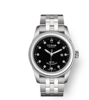 Cheap Tudor Glamour Date Review Replica Watch 31 mm steel case Diamond set dial m53000 0001