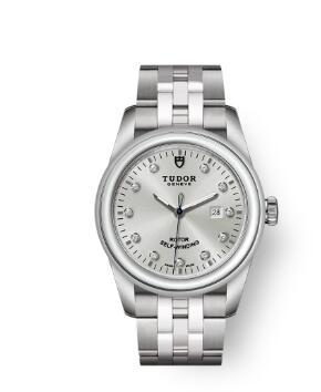 Cheap Tudor Glamour Date Review Replica Watch 31 mm steel case Diamond set dial m53000 0003