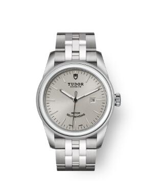 Cheap Tudor Glamour Date Review Replica Watch 31 mm steel case Silver dial m53000 0004