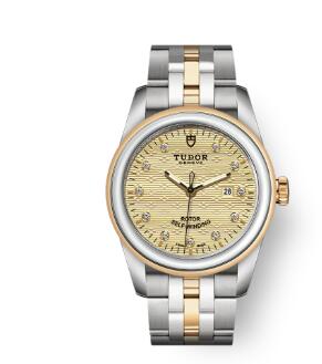 Cheap Tudor Glamour Date Review Replica Watch 31 mm steel case Diamond set dial m53003 0004