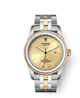 Cheap Tudor Glamour Date Review Replica Watch 31 mm steel case Steel and yellow gold bezel m53003 0005