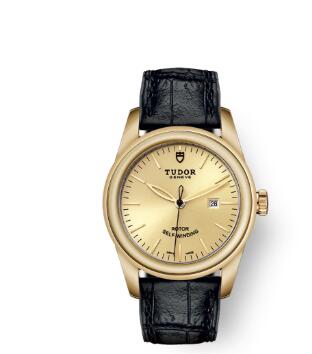Cheap Tudor Glamour Date Review Replica Watch 31 mm yellow gold case Yellow gold bezel m53008 0015
