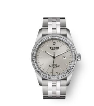 Cheap Tudor Glamour Date Review Replica Watch 31 mm steel case Diamond set bezel m53020 0004