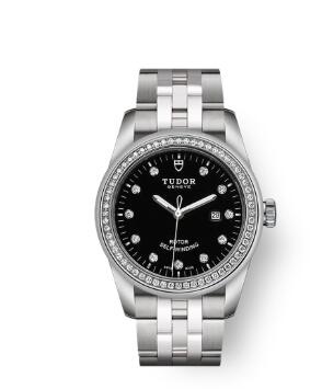 Cheap Tudor Glamour Date Review Replica Watch 31 mm steel case Diamond set dial m53020 0007