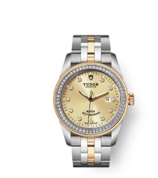 Cheap Tudor Glamour Date Review Replica Watch 31 mm steel case Diamond set dial m53023 0021