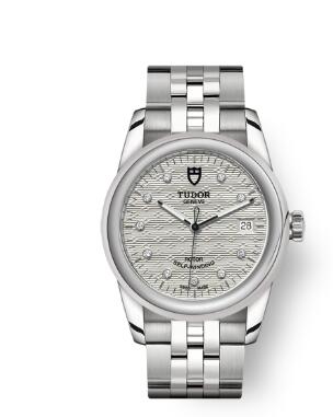 Cheap Tudor Glamour Date Review Replica Watch 36 mm steel case Diamond set dial m55000 0004