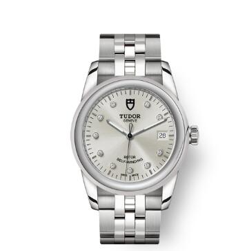 Cheap Tudor Glamour Date Review Replica Watch 36 mm steel case Diamond set dial m55000 0006
