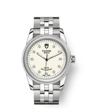 Cheap Tudor Glamour Date Review Replica Watch 36 mm steel case Diamond set dial m55000 0104